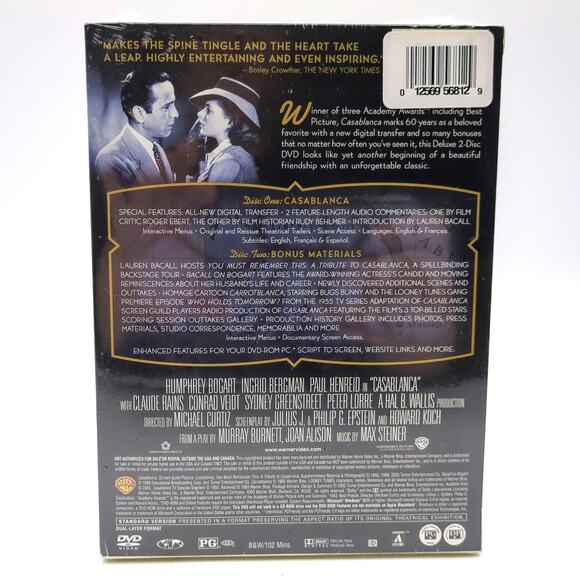 Casablanca 2 Disc Special Edition DVD New Sealed Humphrey Bogart Ingrid Bergman - Picture 2 of 4
